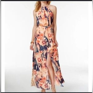 Guess Peach and Navy Floral Maxi Dress